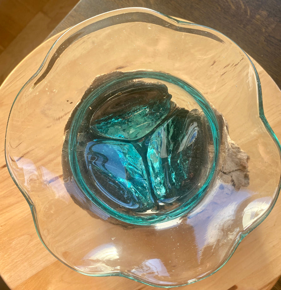 Dekoration Glasskål på trädrot inredning Dekor Cocholate.se