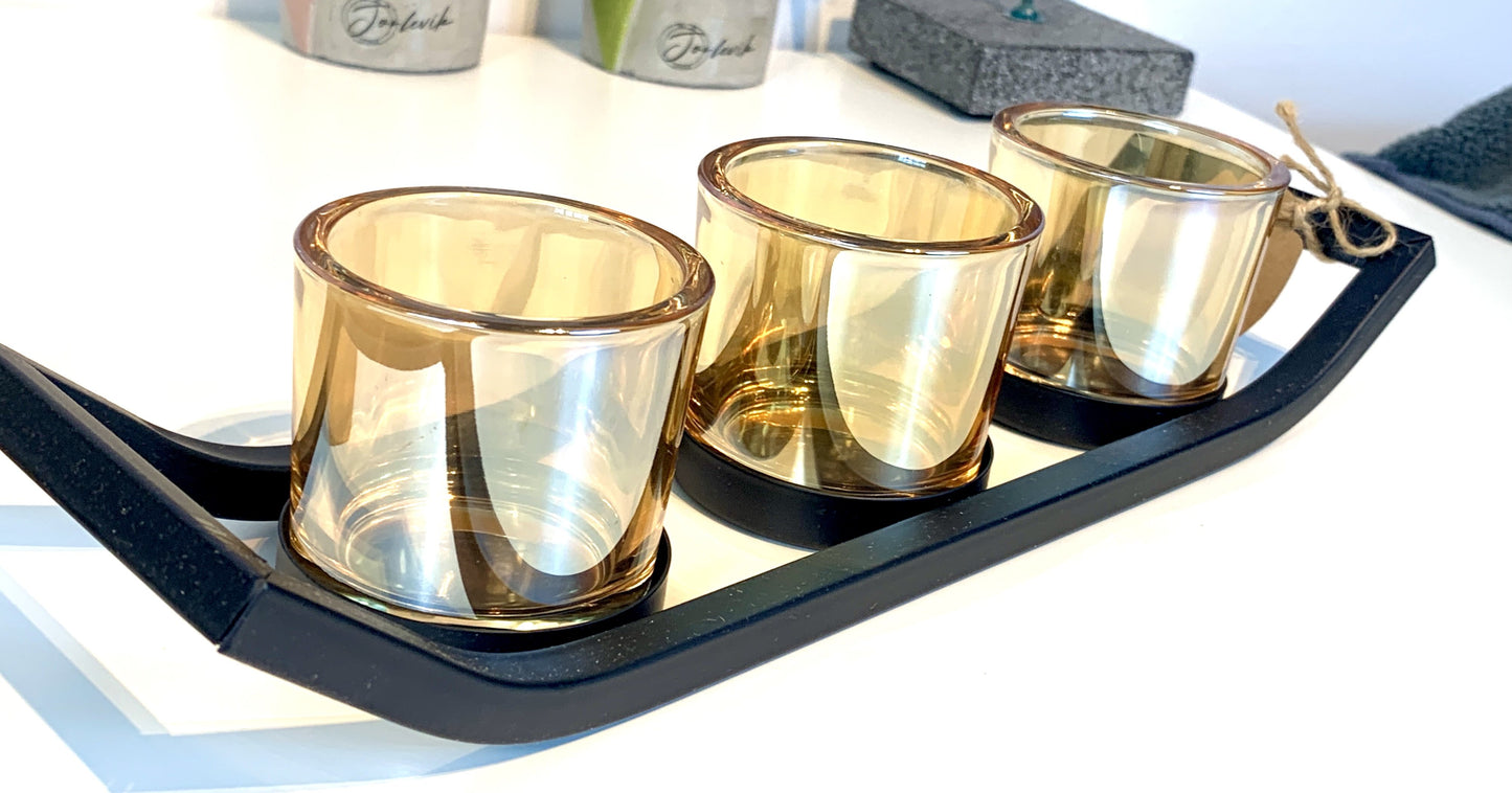 Ljushållare med 3 glas Dekor Cocholate.se