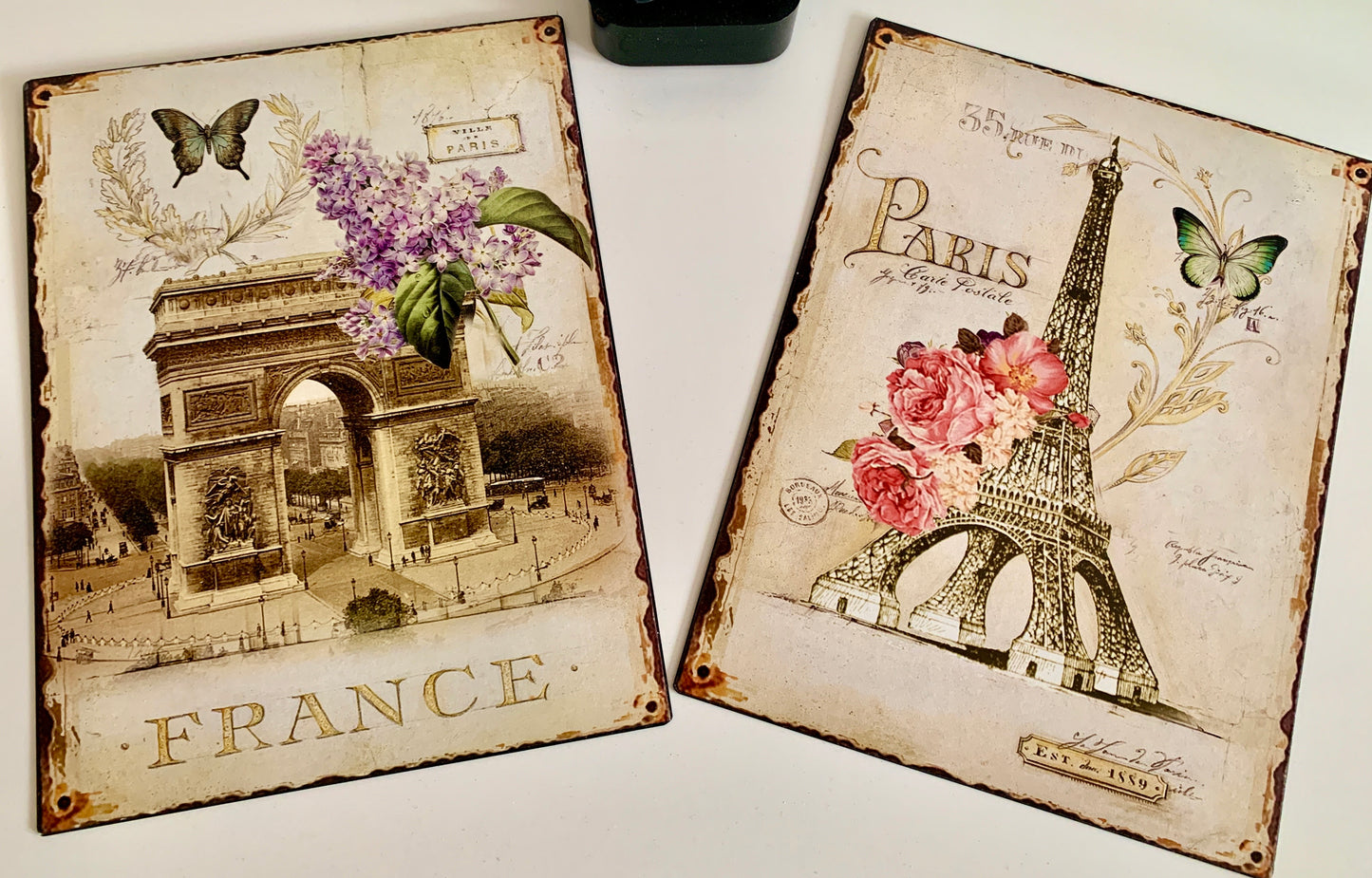 metallbilder med franska vintagemotiv Dekor Cocholate.se