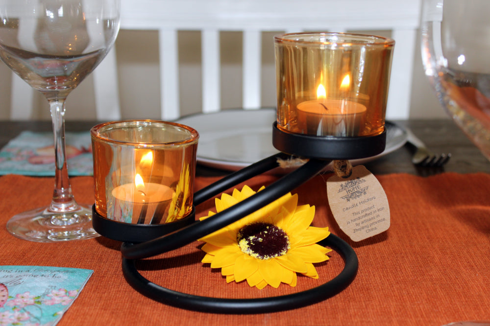 Järn ljushållare med 2 glas Dekor Cocholate.se