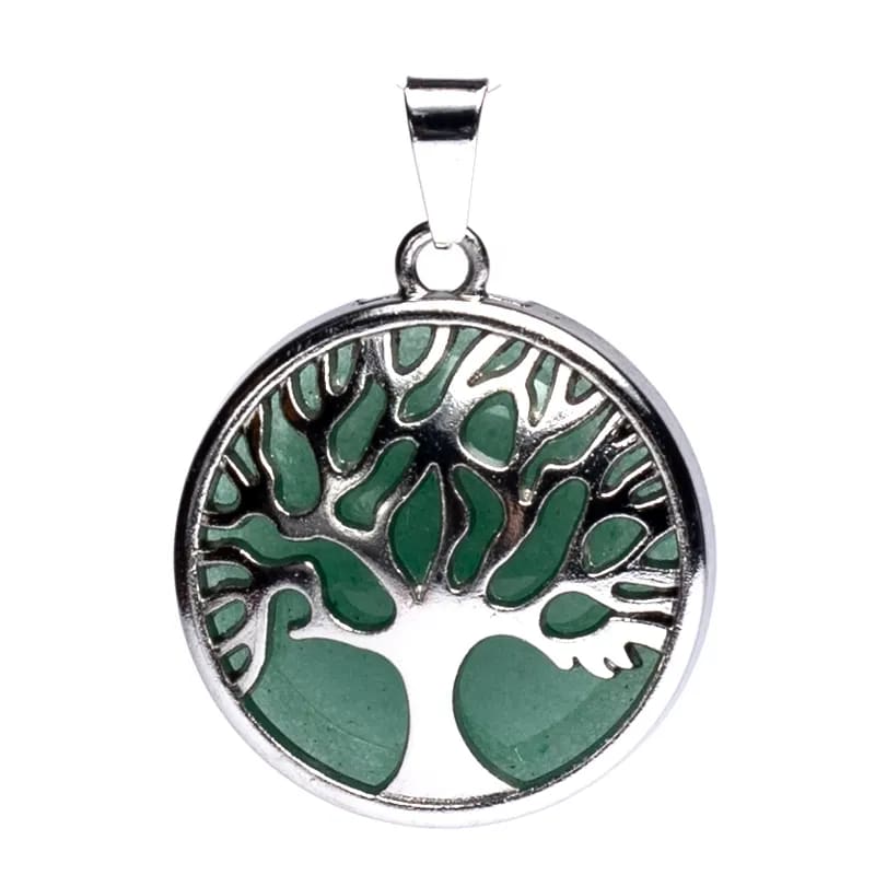 Smycken Livets träd hänge med grön Aventurin / Bergskristall Berlocker och hängsmycken Cocholate.se